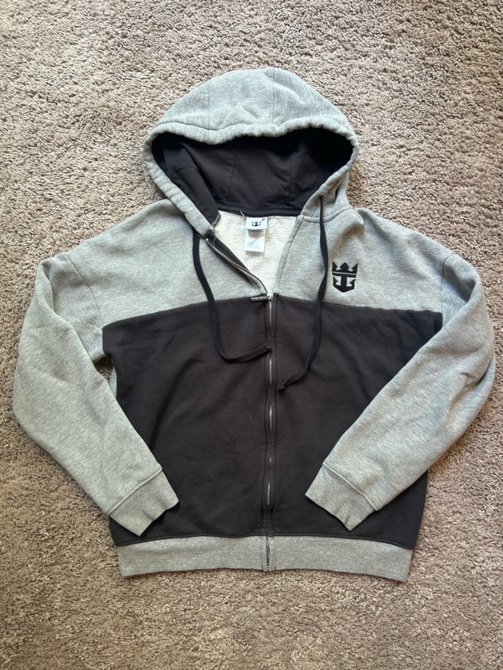 Royal Caribbean Two-Tone Zip Hoodie with Crest Logo - Gray & Charcoal